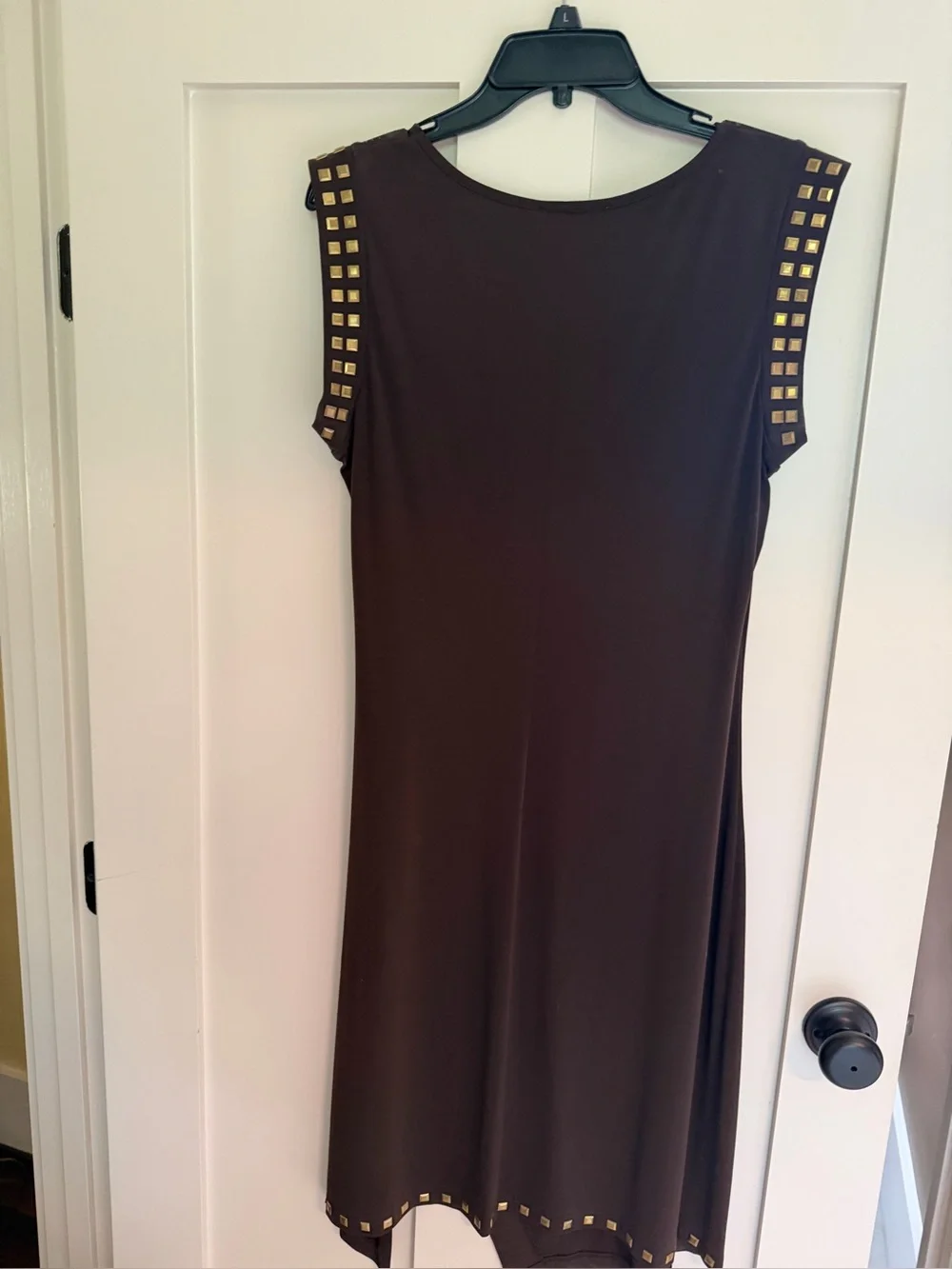 Michael Kors Brown Midi Dress with Gold Stud Trim